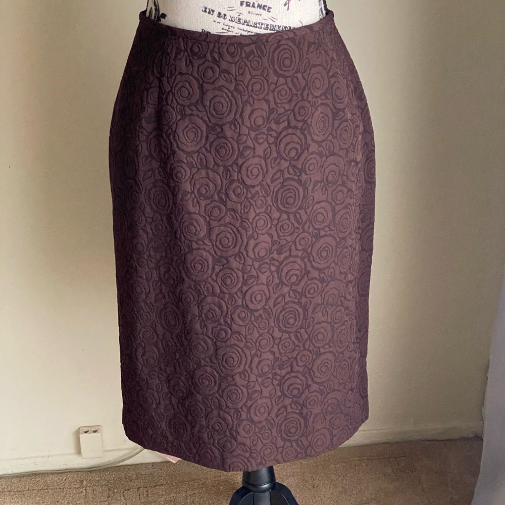 Liz Claiborne Suits size 4 brown embossed floral pencil skirt